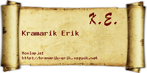Kramarik Erik névjegykártya